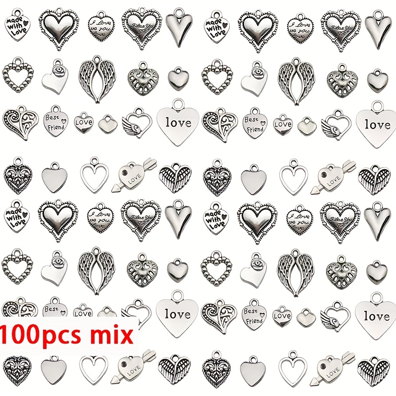 50/100pcs Mixed Love Alloy Pendant Set for DIY
